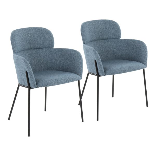 Milan Black Metal Blue Noise Contemporary Chairs Set of 2 4