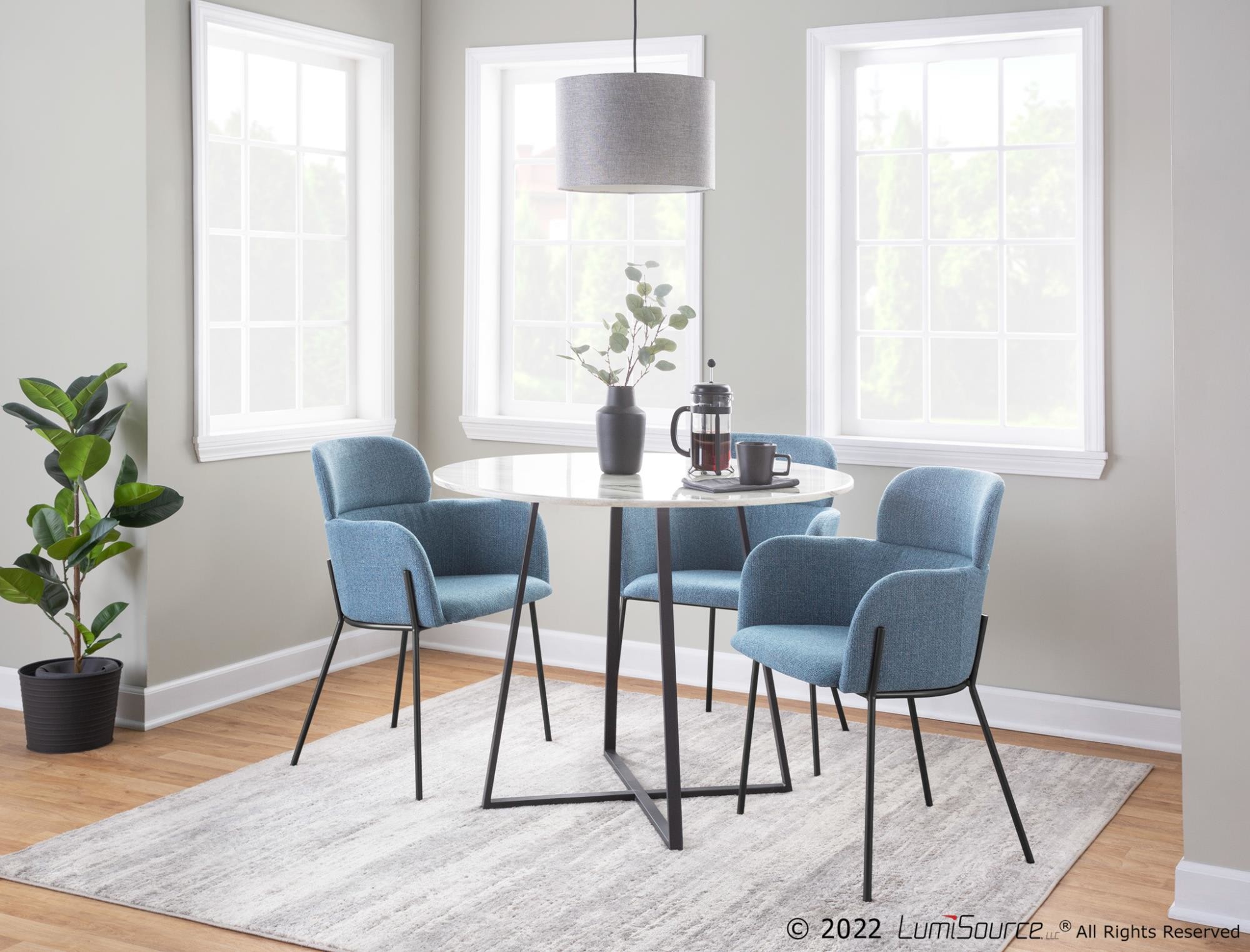 Milan Black Metal Blue Noise Contemporary Chairs (Set of 2) 1 Milan Black Metal Blue Noise Contemporary Chairs (Set of 2)