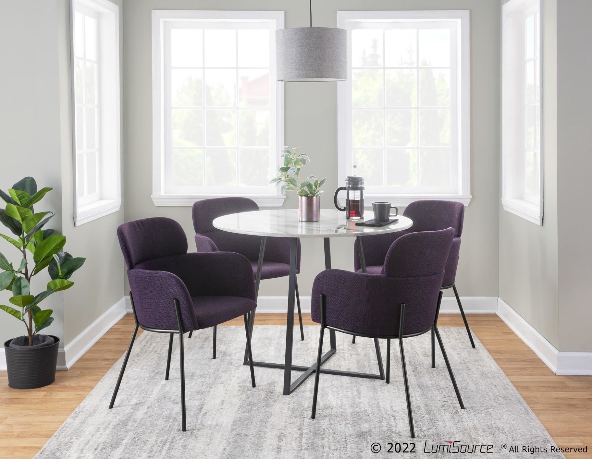 Milan Black Metal Purple Noise Contemporary Chairs (Set of 2) 2 Milan Black Metal Purple Noise Contemporary Chairs (Set of 2) - Image 2