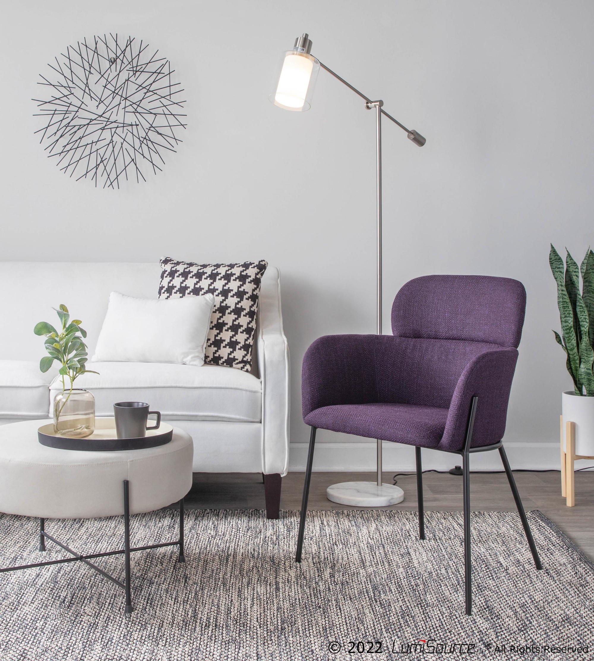 Milan Black Metal Purple Noise Contemporary Chairs (Set of 2) 3 Milan Black Metal Purple Noise Contemporary Chairs (Set of 2) - Image 3