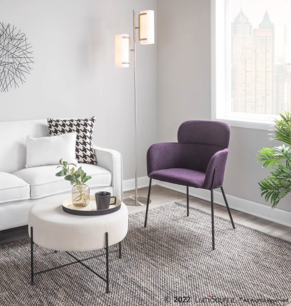 Milan Black Metal Purple Noise Contemporary Chairs Set of 2 3