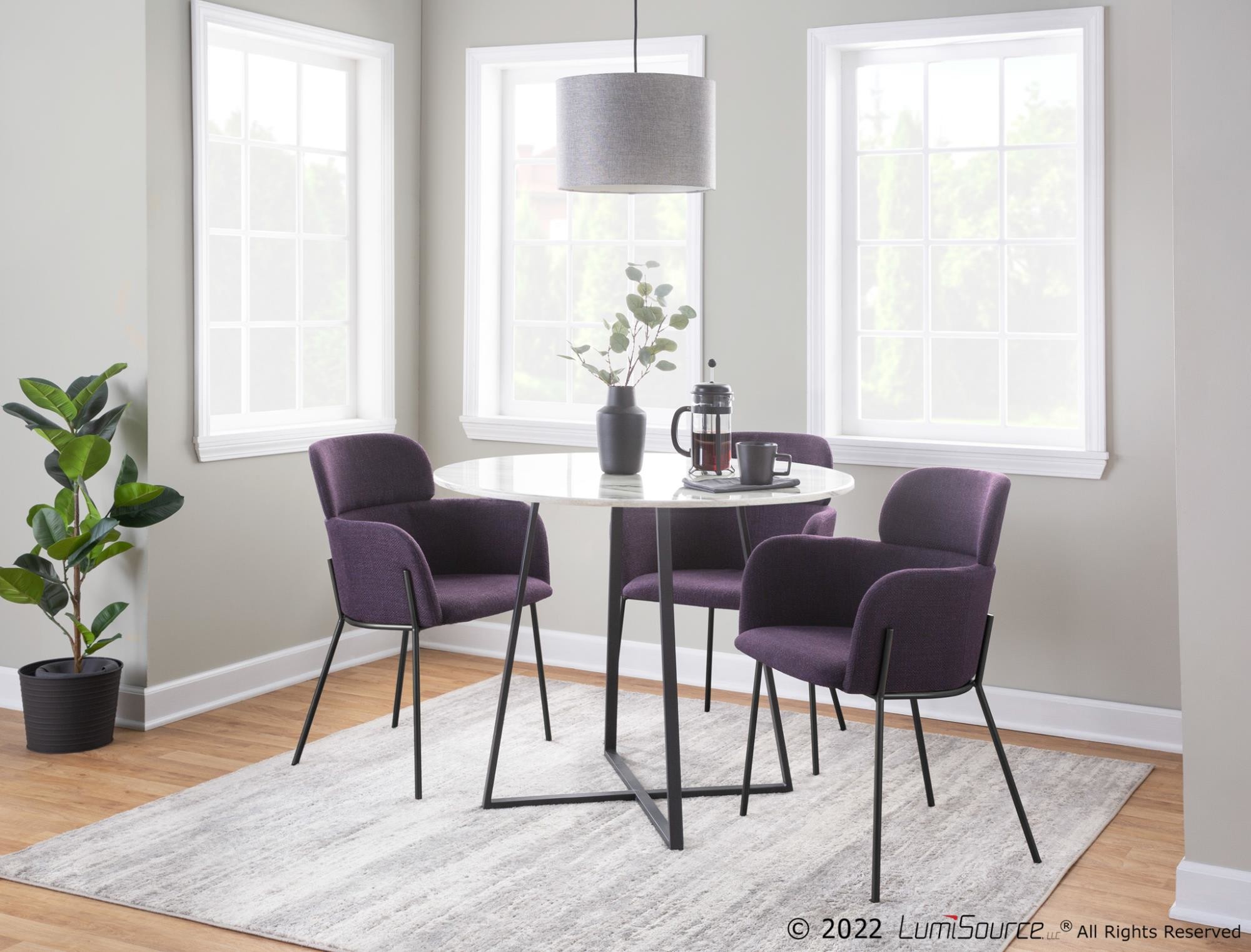 Milan Black Metal Purple Noise Contemporary Chairs (Set of 2) 1 Milan Black Metal Purple Noise Contemporary Chairs (Set of 2)
