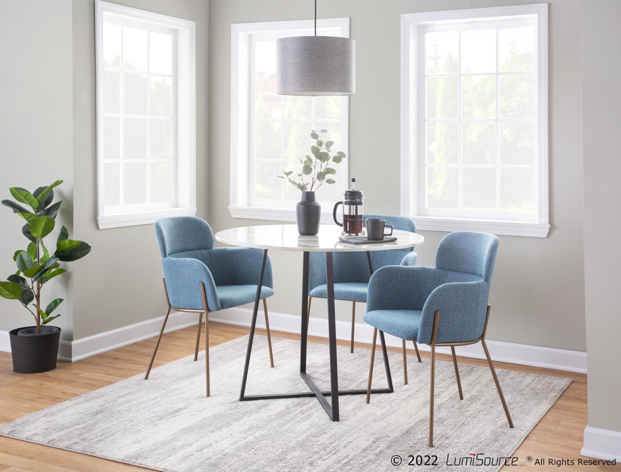 Milan Contemporary Blue Fabric Accent Chairs (Set of 2) 2 Milan Contemporary Blue Fabric Accent Chairs (Set of 2) - Image 2
