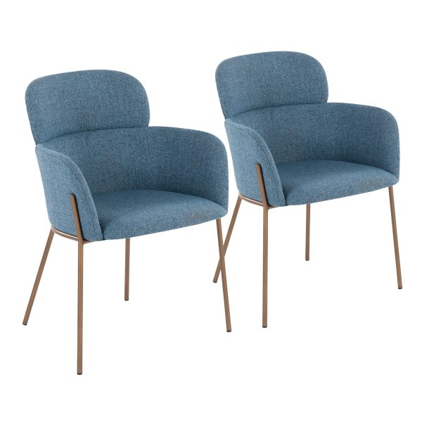 Milan Contemporary Blue Fabric Accent Chairs Set of 2 3