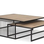 Miles Black Metal w/ Light Wood Nesting Coffee Table