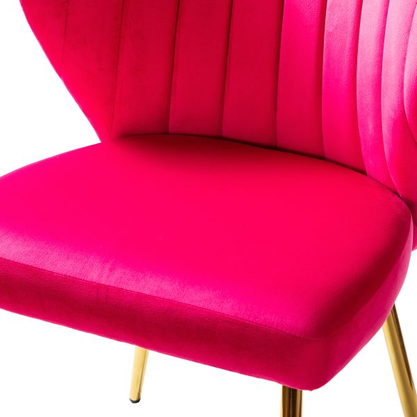 Milia Fuchsia Velvet Channel Tufted Side Chairs 3