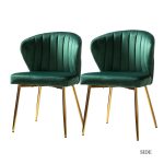 Milia Green Velvet Channel Tufted Dining Side Chair Set 7 Milia Green Velvet Channel Tufted Dining Side Chair Set