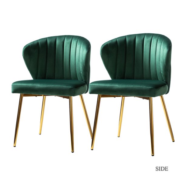 Milia Green Velvet Channel Tufted Dining Side Chair Set 1