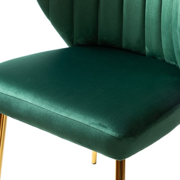 Milia Green Velvet Channel Tufted Dining Side Chair Set 4