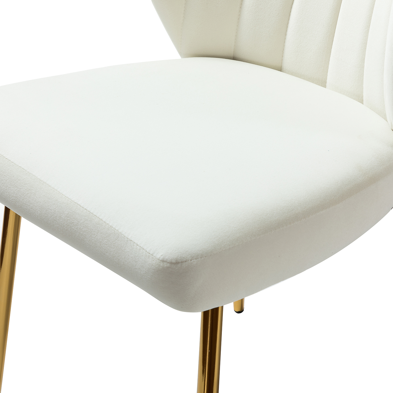 Milia Ivory Velvet Channel Tufted Dining Side Chairs 4 Milia Ivory Velvet Channel Tufted Dining Side Chairs - Image 4