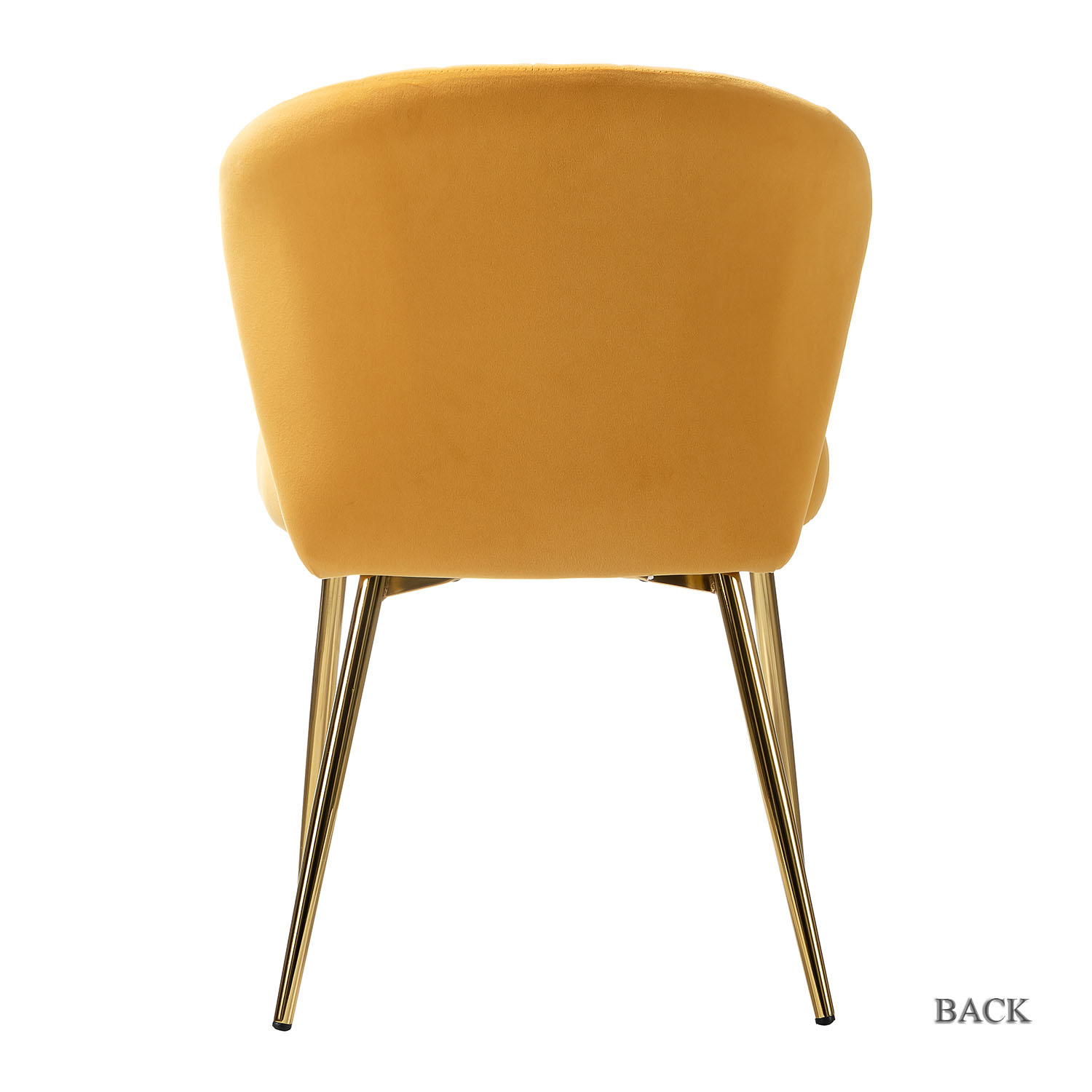 Milia Mustard Velvet Channel Tufted Dining Side Chairs 3 Milia Mustard Velvet Channel Tufted Dining Side Chairs - Image 3