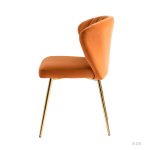 Milia Orange Velvet Channel Tufted Dining Side Chairs