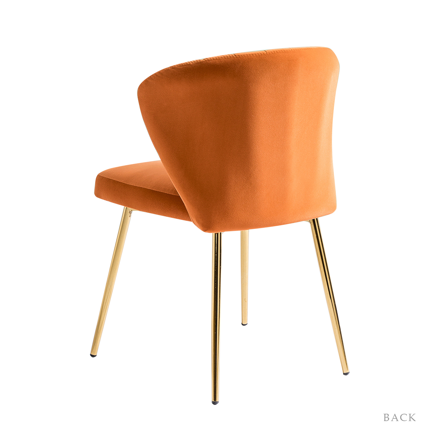 Milia Orange Velvet Channel Tufted Dining Side Chairs 4 Milia Orange Velvet Channel Tufted Dining Side Chairs - Image 4