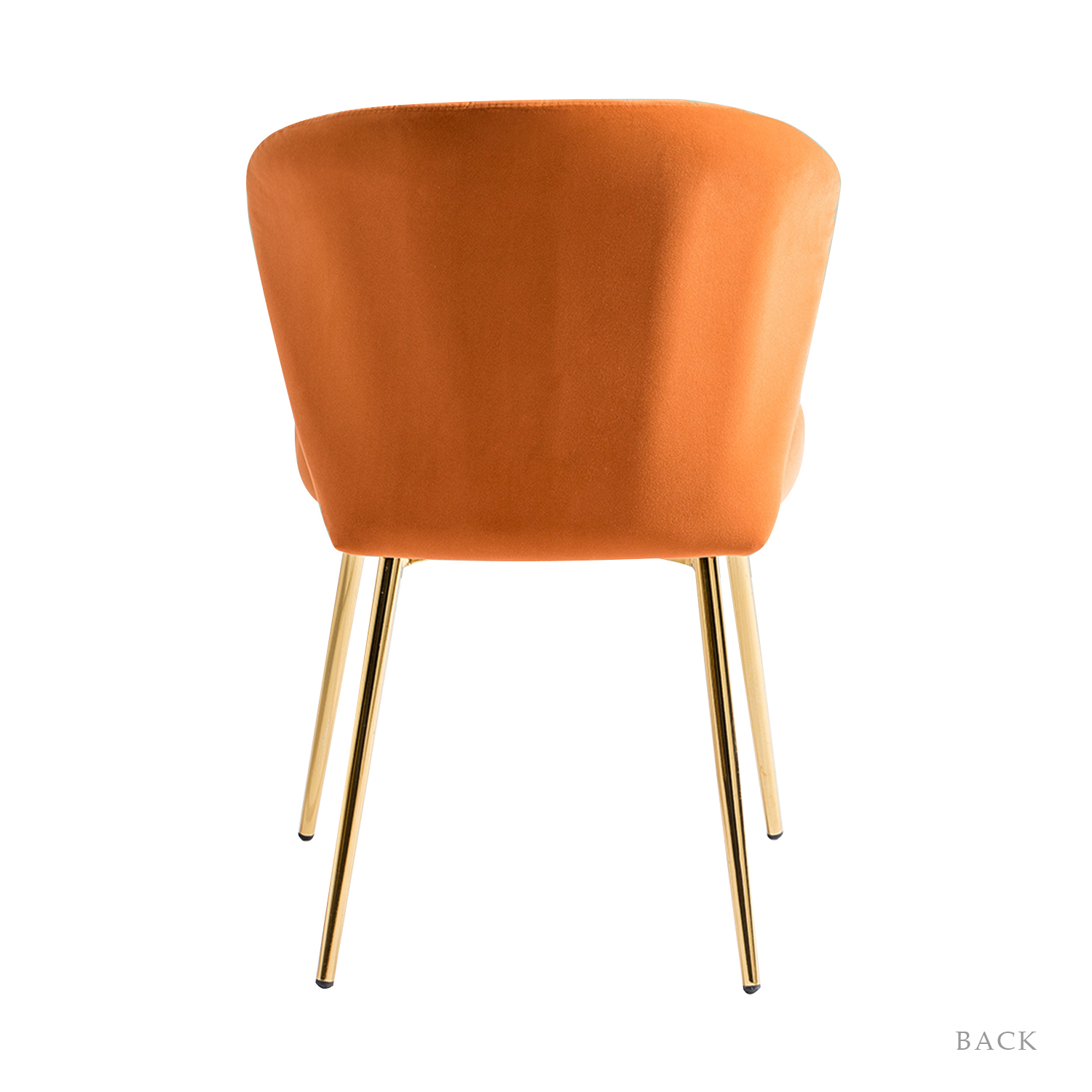 Milia Orange Velvet Channel Tufted Dining Side Chairs 5 Milia Orange Velvet Channel Tufted Dining Side Chairs - Image 5