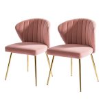 Milia Pink Velvet Channel-Tufted Dining Side Chairs 7 Milia Pink Velvet Channel-Tufted Dining Side Chairs