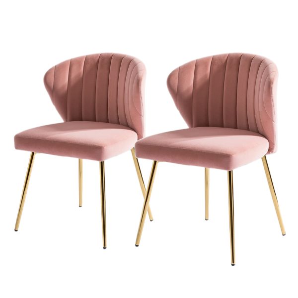 Milia Pink Velvet Channel Tufted Dining Side Chairs 1
