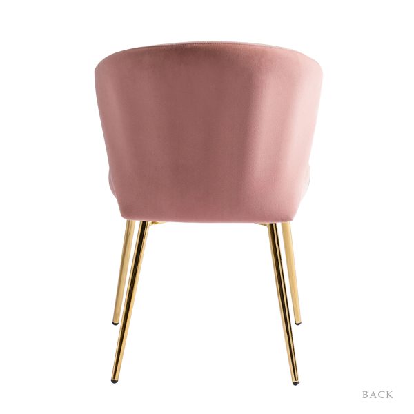 Milia Pink Velvet Channel Tufted Dining Side Chairs 4