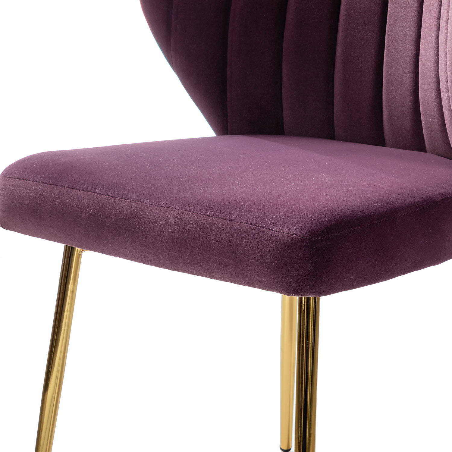 Milia Purple Velvet Channel Tufted Dining Side Chairs 4 Milia Purple Velvet Channel Tufted Dining Side Chairs - Image 4