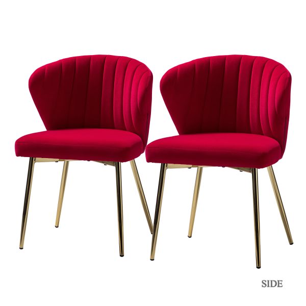 Milia Red Velvet Channel Tufted Dining Side Chairs 1