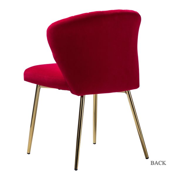 Milia Red Velvet Channel Tufted Dining Side Chairs 2