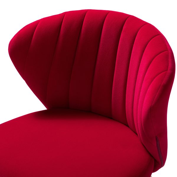 Milia Red Velvet Channel Tufted Dining Side Chairs 4