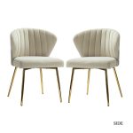 Milia Tan Velvet Channel Tufted Dining Side Chairs 7 Milia Tan Velvet Channel Tufted Dining Side Chairs