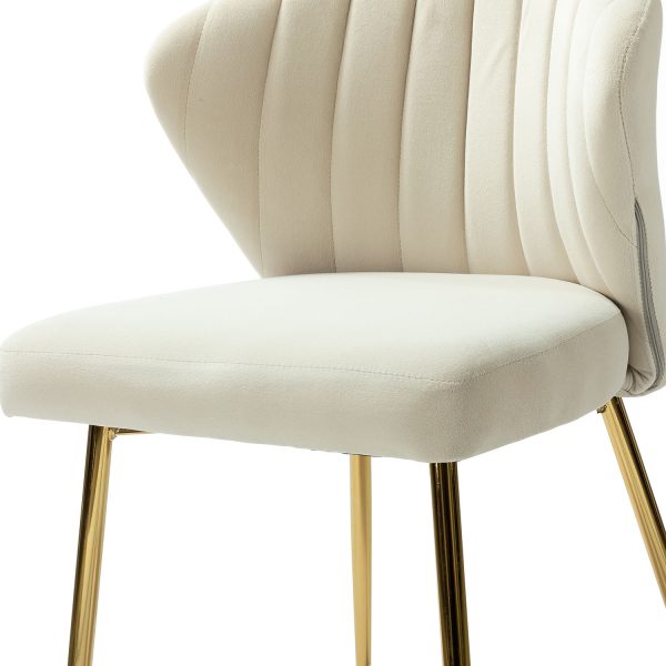 Milia Tan Velvet Channel Tufted Dining Side Chairs 3