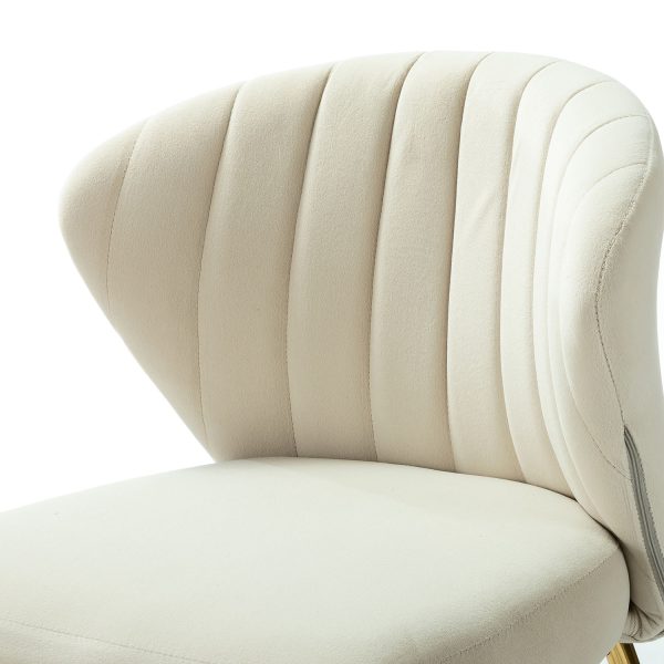 Milia Tan Velvet Channel Tufted Dining Side Chairs 4
