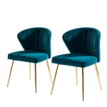 Milia Teal Velvet Channel Tufted Dining Side Chairs 7 Milia Teal Velvet Channel Tufted Dining Side Chairs