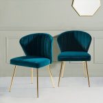 Milia Teal Velvet Channel Tufted Dining Side Chairs 6 Milia Teal Velvet Channel Tufted Dining Side Chairs