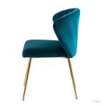 Milia Teal Velvet Channel Tufted Dining Side Chairs 8 Milia Teal Velvet Channel Tufted Dining Side Chairs