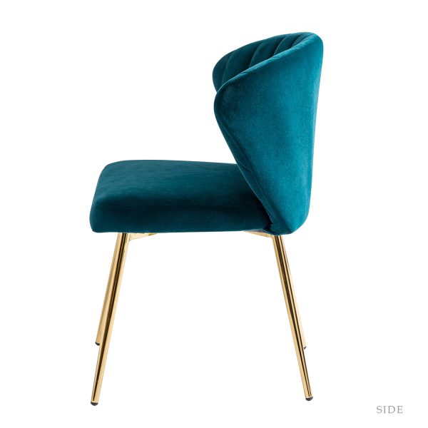 Milia Teal Velvet Channel Tufted Dining Side Chairs 2