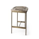 Millie 16.75 X 17.75 X 26.25 Hair-on-hide Seat W/ Gold Metal Frame Counter Stool