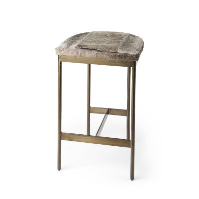 Millie 16.75 X 17.75 X 26.25 Hair-on-hide Seat W/ Gold Metal Frame Counter Stool