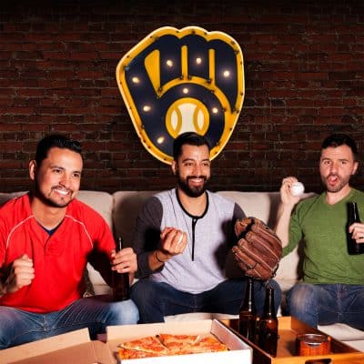 Milwaukee Brewers Lighted Recycled Metal MLB Sign