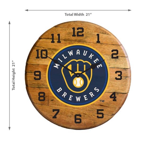 Milwaukee Brewers Oak Barrel Clock Authentic Whiskey Barrel Top 2