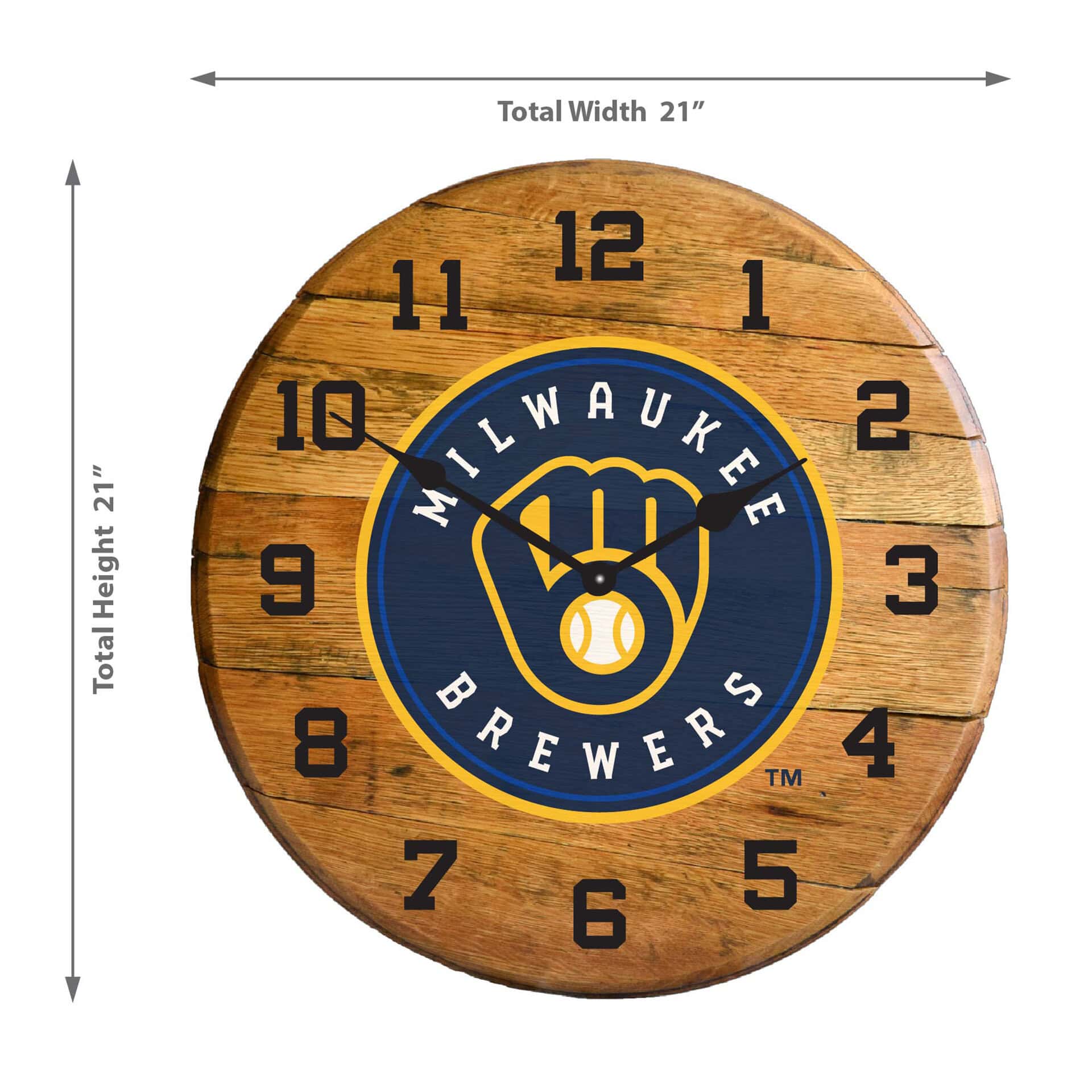Milwaukee Brewers Oak Barrel Clock Authentic Whiskey Barrel Top 3 Milwaukee Brewers Oak Barrel Clock Authentic Whiskey Barrel Top - Image 3