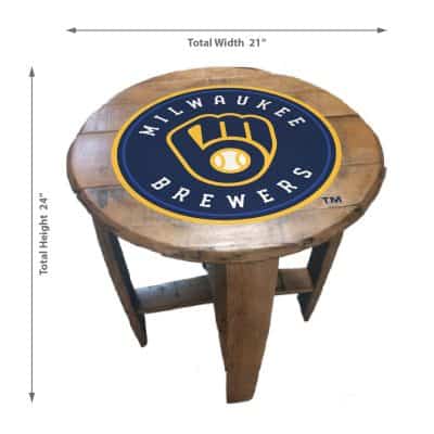 Milwaukee Brewers Oak Whiskey Barrel End Table