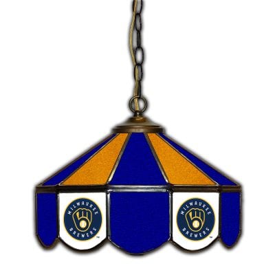 Milwaukee Brewers Stained Glass Tiffany Style Pub Light 14 Inch