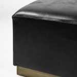 Minara 36" Square Black Leather Wrapped w/Metal Base Ottoman