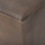Minara 36" Square Brown Leather Wrapped w/Wood Base Ottoman