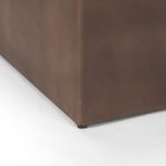 Minara 36" Square Brown Leather Wrapped w/Wood Base Ottoman