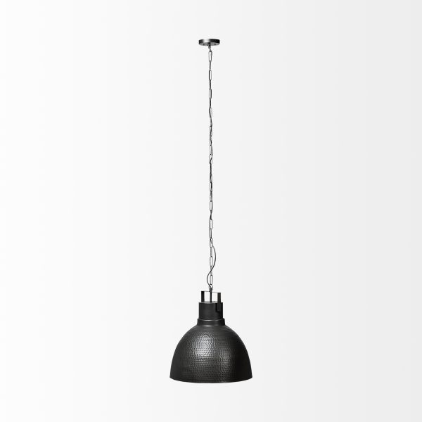Minerva 19x22 Metallic Gray Hammered Detail Pendant Light 2