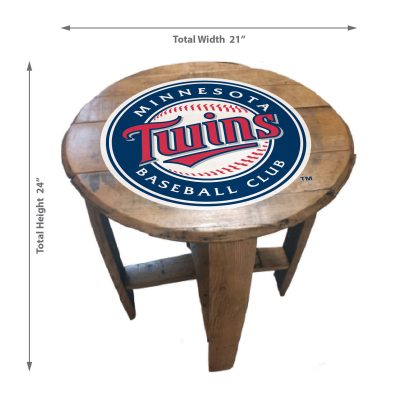 Minnesota Twins MLB Oak Whiskey Barrel End Table