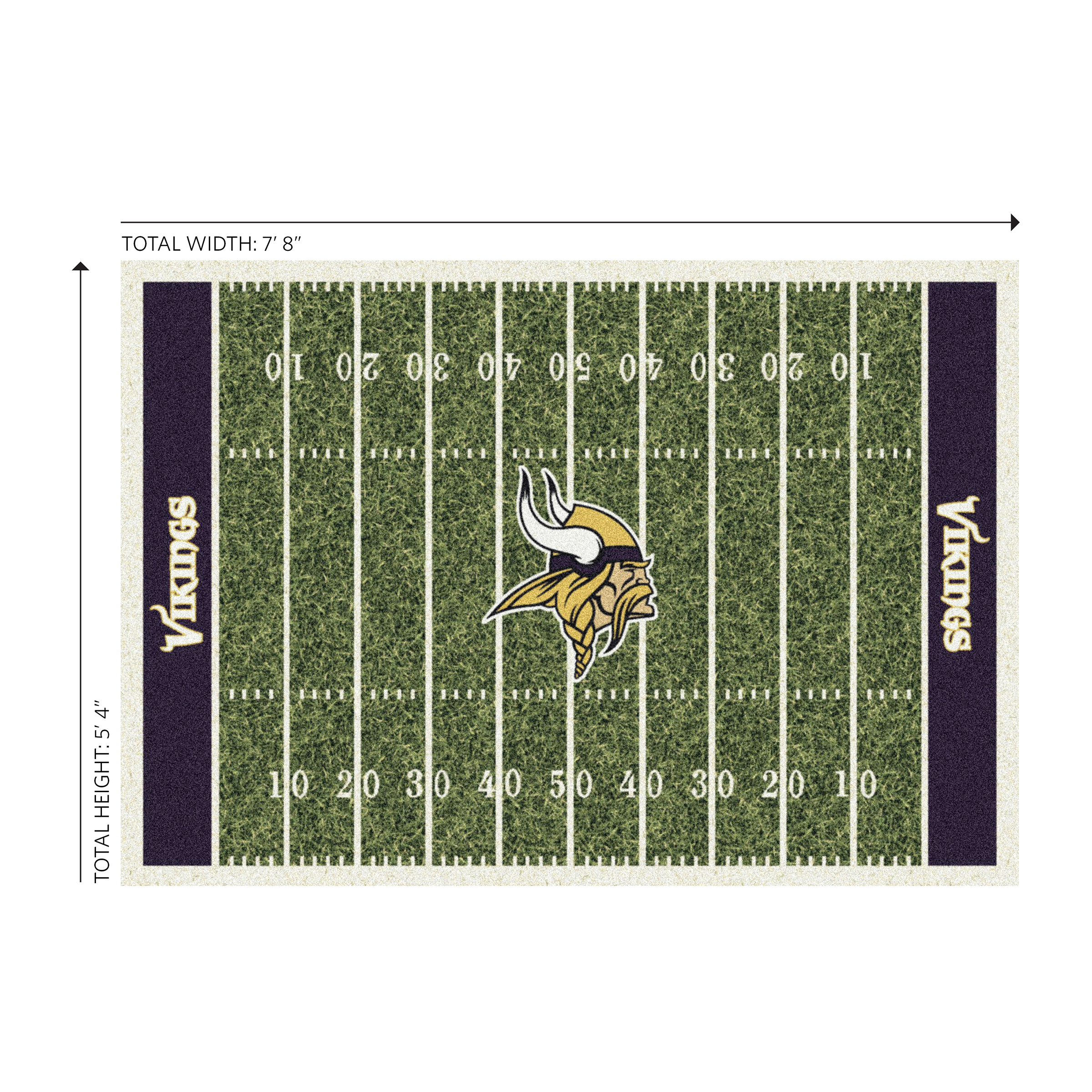 Minnesota Vikings 6x8 Homefield Football Field Area Rug 2 Minnesota Vikings 6x8 Homefield Football Field Area Rug - Image 2
