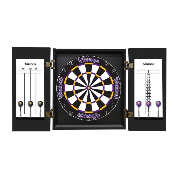 Minnesota Vikings Bristle Dartboard Cabinet Set 3