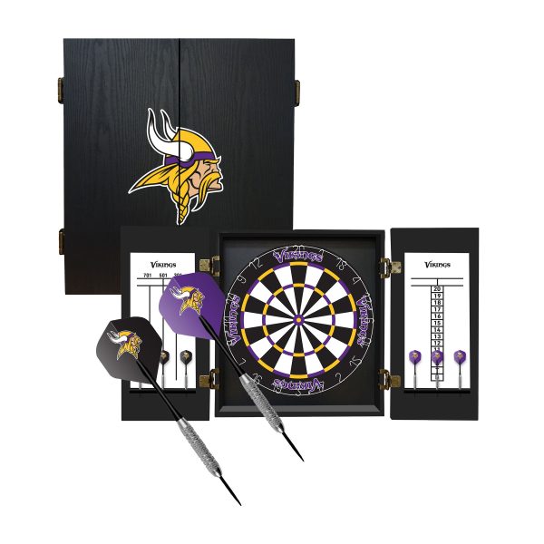 Minnesota Vikings Bristle Dartboard Cabinet Set 7
