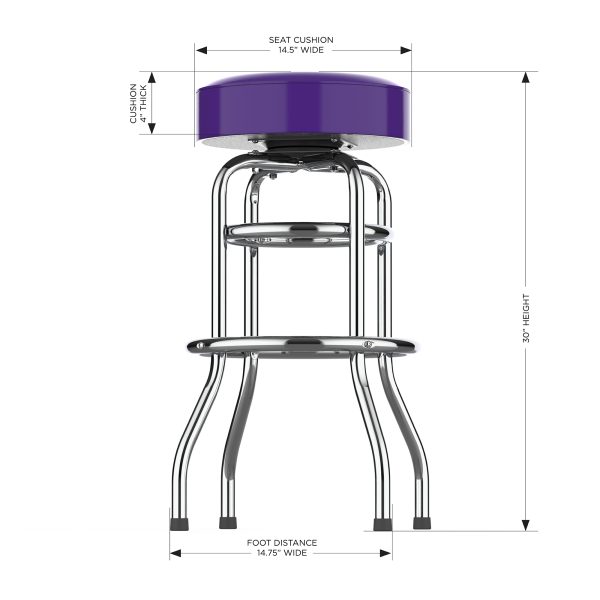 Minnesota Vikings Chrome Logo American Crafted Bar Stool 5