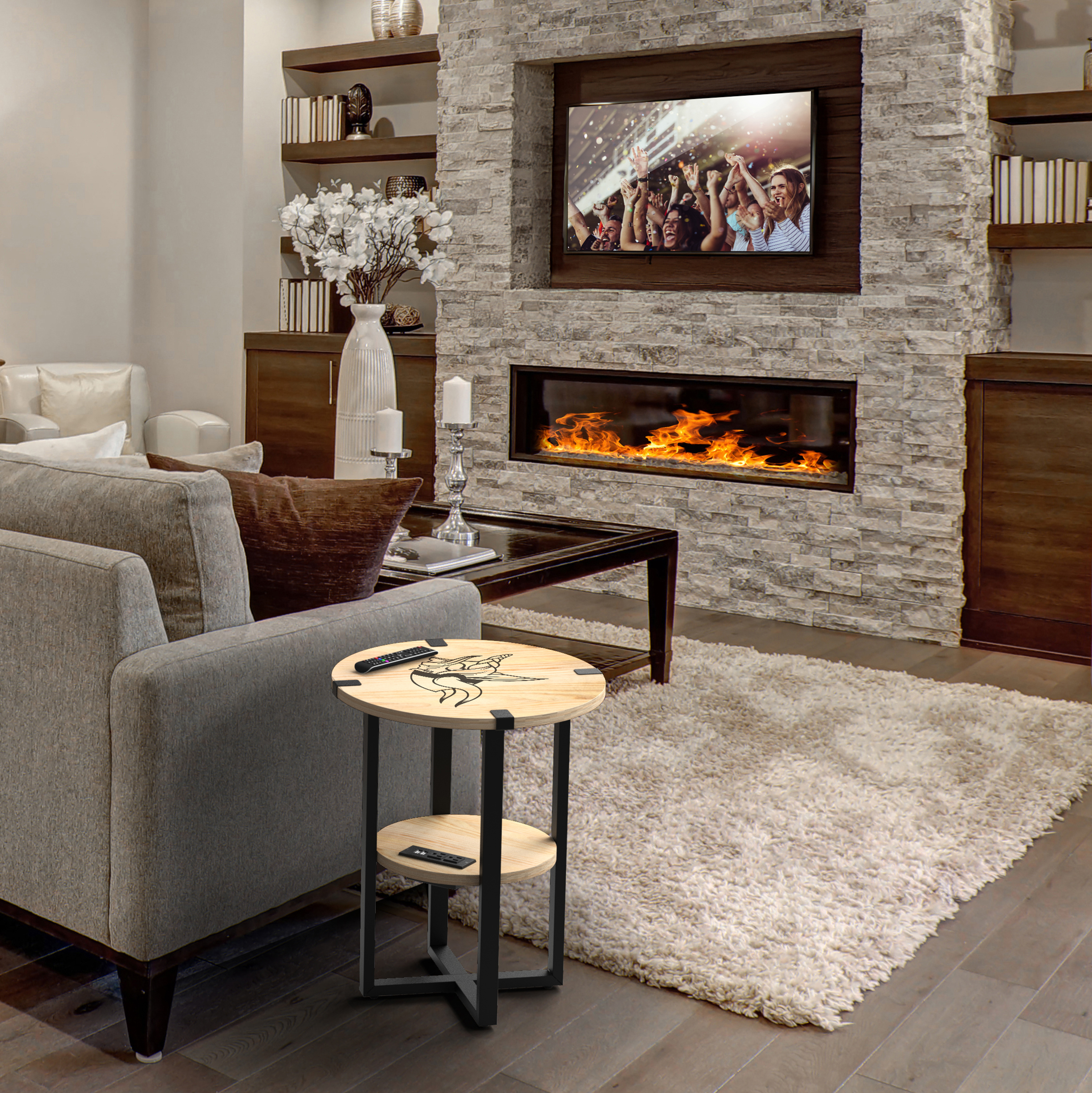 Minnesota Vikings Laser Etched Charging Station Side Table 5 Minnesota Vikings Laser Etched Charging Station Side Table - Image 5