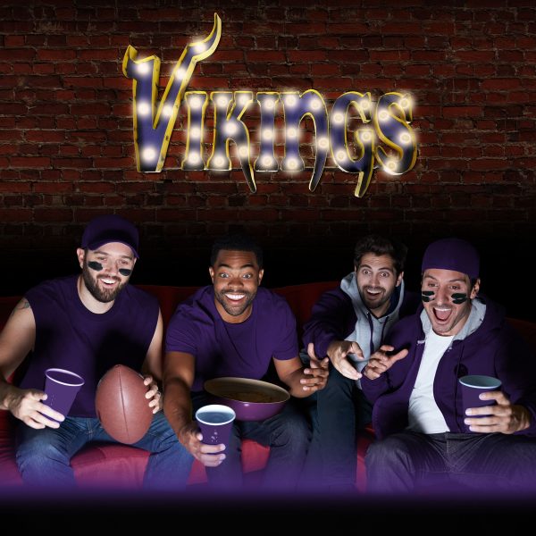 Minnesota Vikings Lighted Recycled Metal Wordmark Logo Sign NFL 1